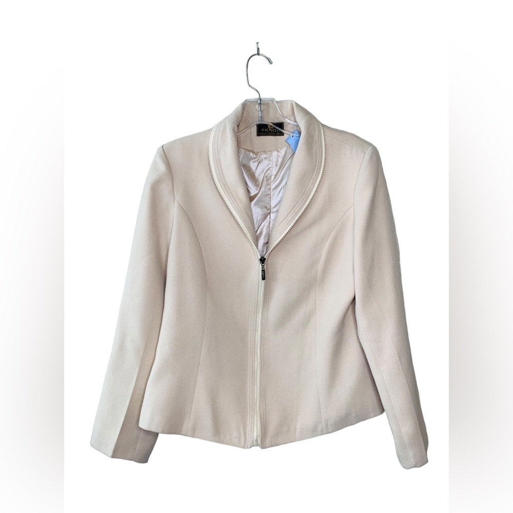 Fendi Khaki Zip Up 100% Cashmere Jacket